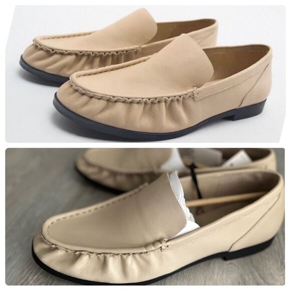 Zara Genuine Leather Loafers New - Picture 1 of 10